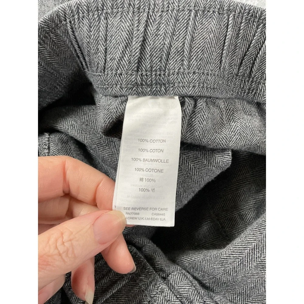 J.Crew Mens Grey Herringbone Cotton Lounge Pants Drawstring Joggers Size L #927